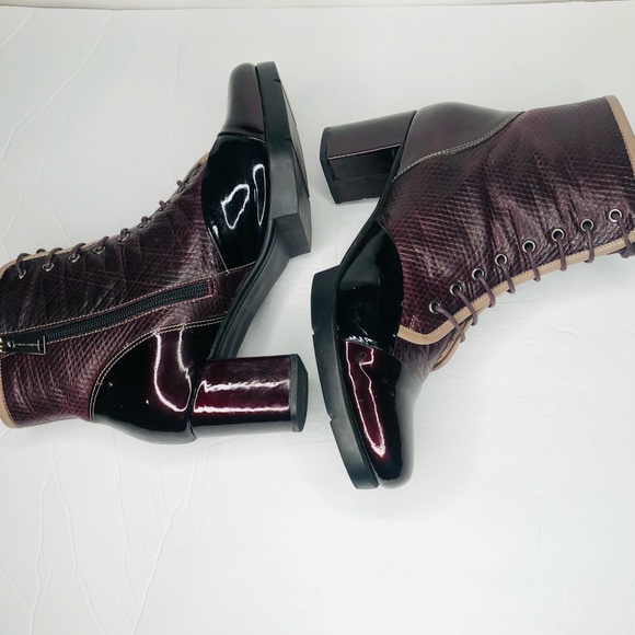 Fellini Sz 40EU/ 9.5-10US Women’s Boots Burgundy Leather Upper/Leather Lining - Picture 12 of 14